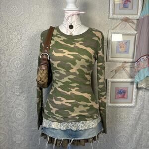 y2k camo waffle knit long sleeve